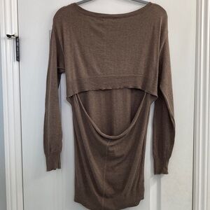 Trouve Women's Brown Sweater with Back Cut Out